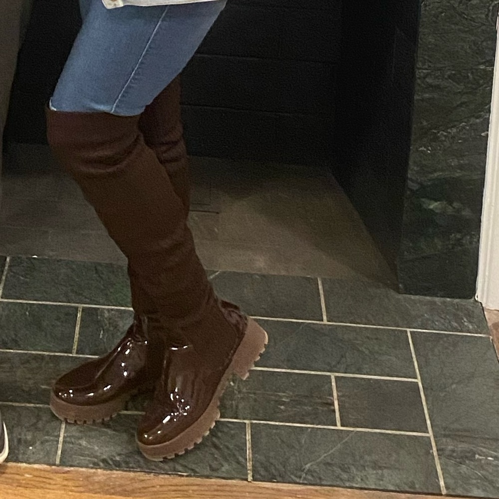 Over the Knee Lug Sole Knit Boots